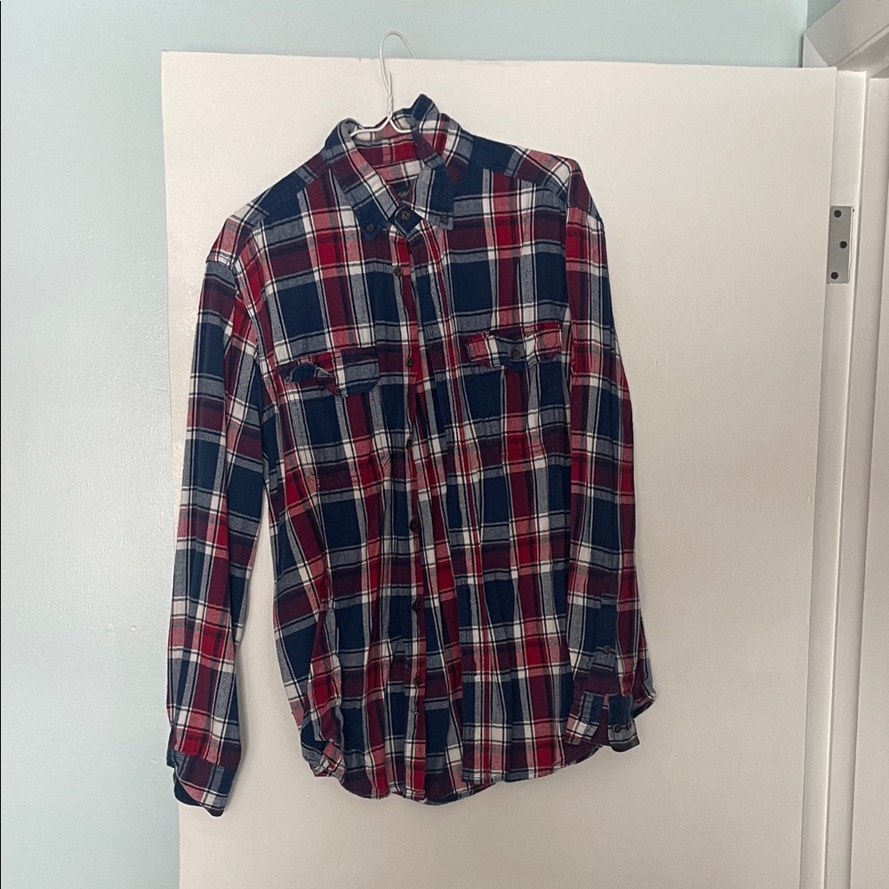 Faded Glory Men's Plaid Shirt in Red and Blue